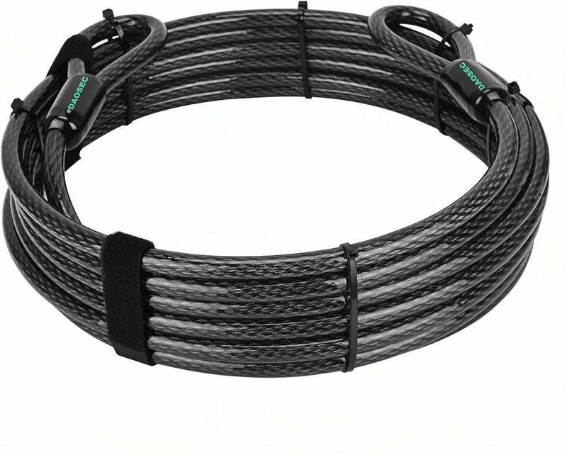 DAOSEC 20 ft x 1/2" Heavy Duty Cut-Proof Security Cable | Flexible Vinyl-Coated Braided Steel with Looped Ends | Weatherproof Anti-Theft Locking Cable for Bikes, Gates, Kayaking & Outdoor Equipment - Image 1